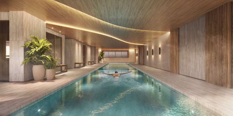 PERSPECTIVA ILUSTRATIVA DA PISCINA COBERTA, AQUECIDA E COM RAIA